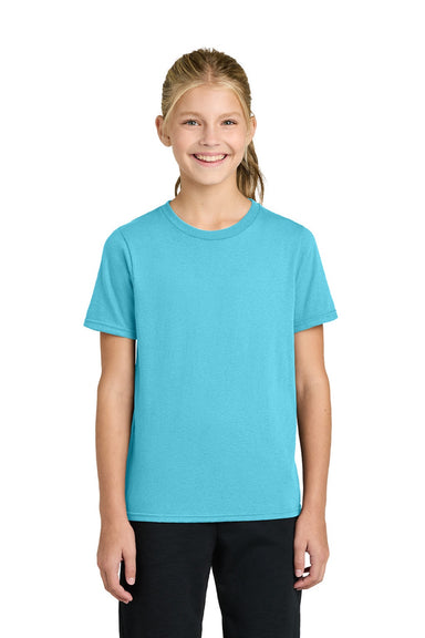 Port & Company PC43Y Youth Easy Short Sleeve Crewneck T-Shirt Aquatic Blue Model Front