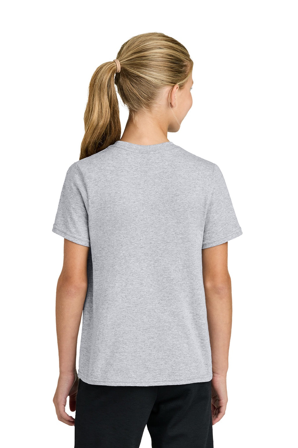 Port & Company PC43Y Youth Easy Short Sleeve Crewneck T-Shirt Ash Grey Model Back