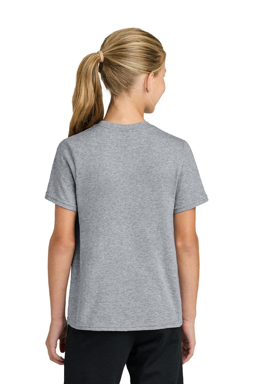 Port & Company PC43Y Youth Easy Short Sleeve Crewneck T-Shirt Heather Grey Model Back