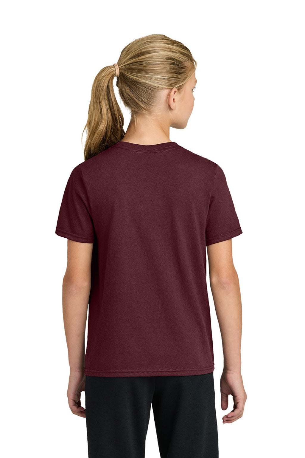 Port & Company PC43Y Youth Easy Short Sleeve Crewneck T-Shirt Athletic Maroon Model Back