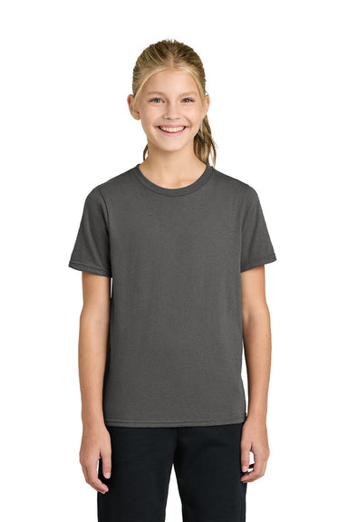 Port & Company PC43Y Youth Easy Short Sleeve Crewneck T-Shirt Charcoal Grey Model Front