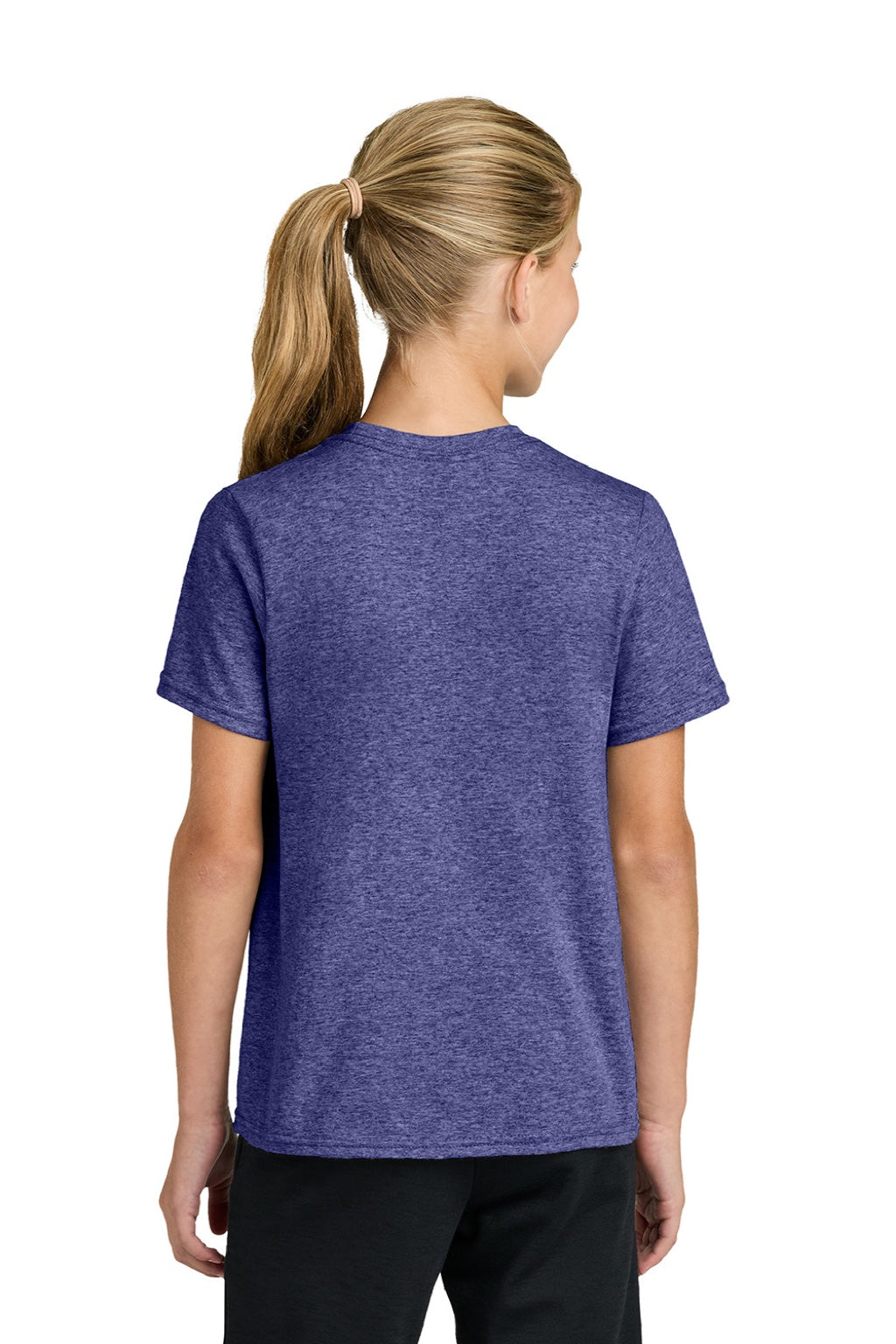 Port & Company PC43Y Youth Easy Short Sleeve Crewneck T-Shirt Heather Purple Model Back