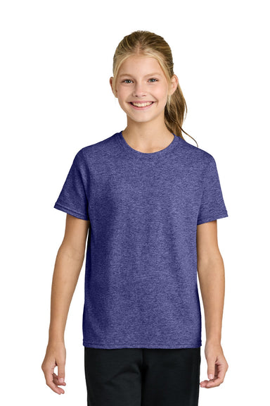 Port & Company PC43Y Youth Easy Short Sleeve Crewneck T-Shirt Heather Purple Model Front