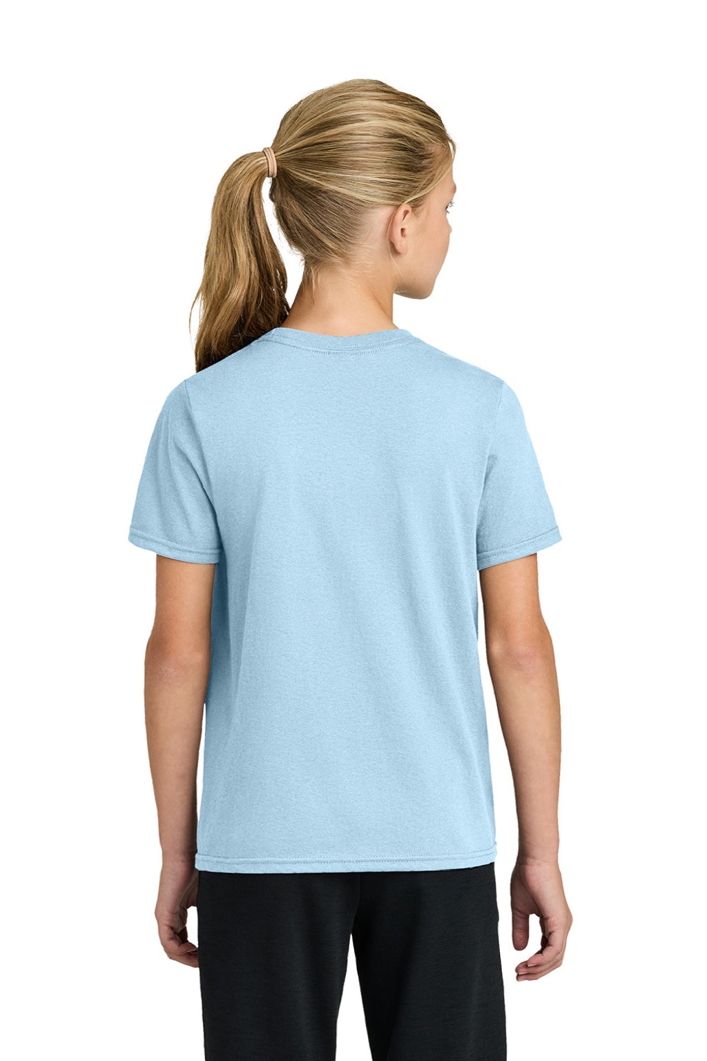 Port & Company PC43Y Youth Easy Short Sleeve Crewneck T-Shirt Ice Blue Model Back
