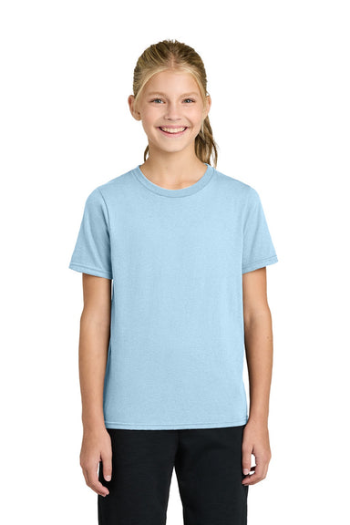 Port & Company PC43Y Youth Easy Short Sleeve Crewneck T-Shirt Ice Blue Model Front