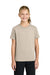 Port & Company PC43Y Youth Easy Short Sleeve Crewneck T-Shirt Light Sand Brown Model Front