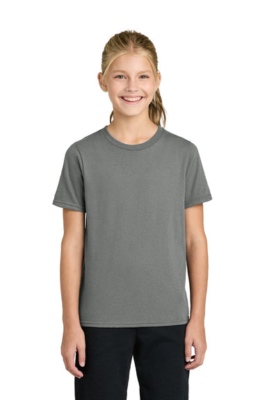Port & Company PC43Y Youth Easy Short Sleeve Crewneck T-Shirt Medium Grey Model Front