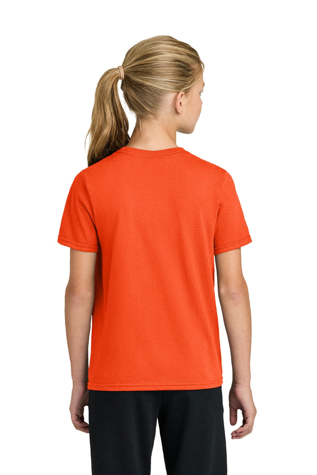 Port & Company PC43Y Youth Easy Short Sleeve Crewneck T-Shirt Orange Model Back