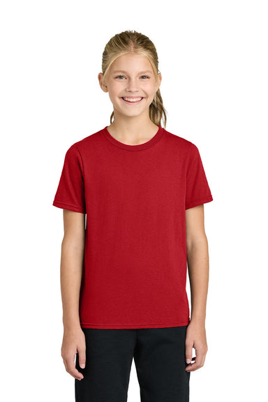 Port & Company PC43Y Youth Easy Short Sleeve Crewneck T-Shirt Red Model Front