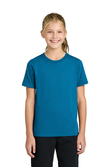 Port & Company PC43Y Youth Easy Short Sleeve Crewneck T-Shirt Sapphire Blue Model Front