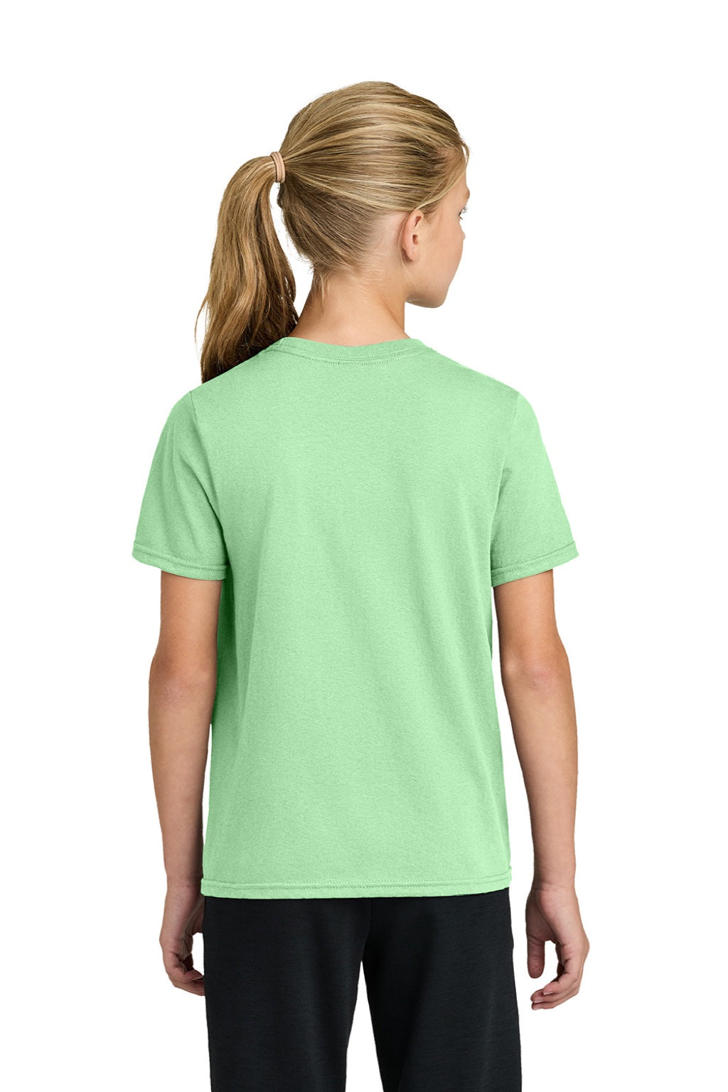 Port & Company PC43Y Youth Easy Short Sleeve Crewneck T-Shirt Spearmint Green Model Back