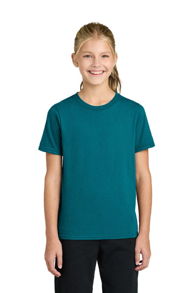 Port & Company PC43Y Youth Easy Short Sleeve Crewneck T-Shirt Teal Blue Model Front