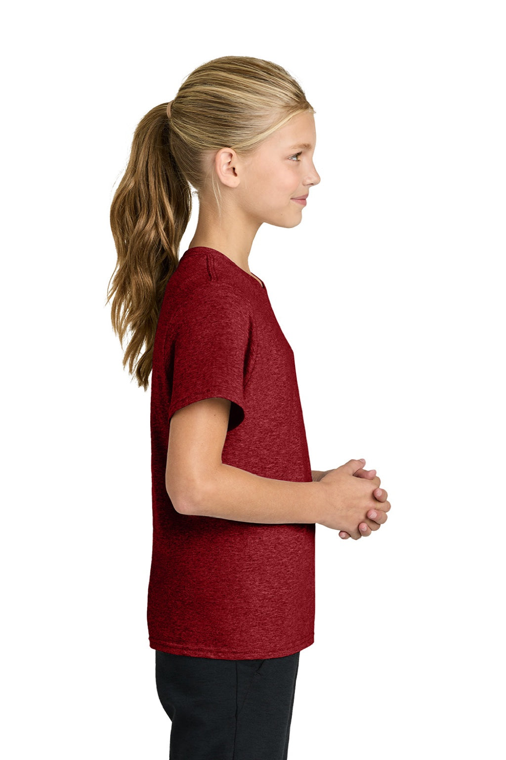 Port & Company PC43Y Youth Easy Short Sleeve Crewneck T-Shirt Vintage Red Model Side