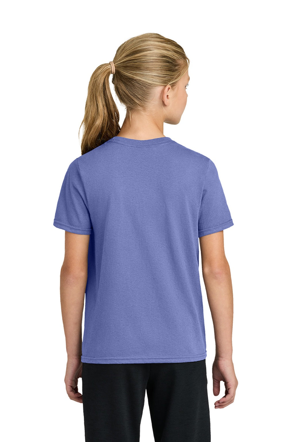 Port & Company PC43Y Youth Easy Short Sleeve Crewneck T-Shirt Violet Purple Model Back
