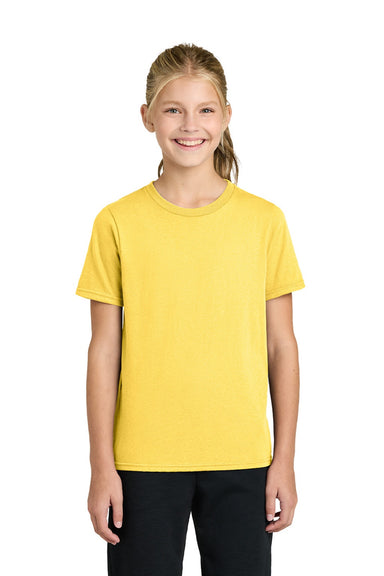 Port & Company PC43Y Youth Easy Short Sleeve Crewneck T-Shirt Yellow Model Front