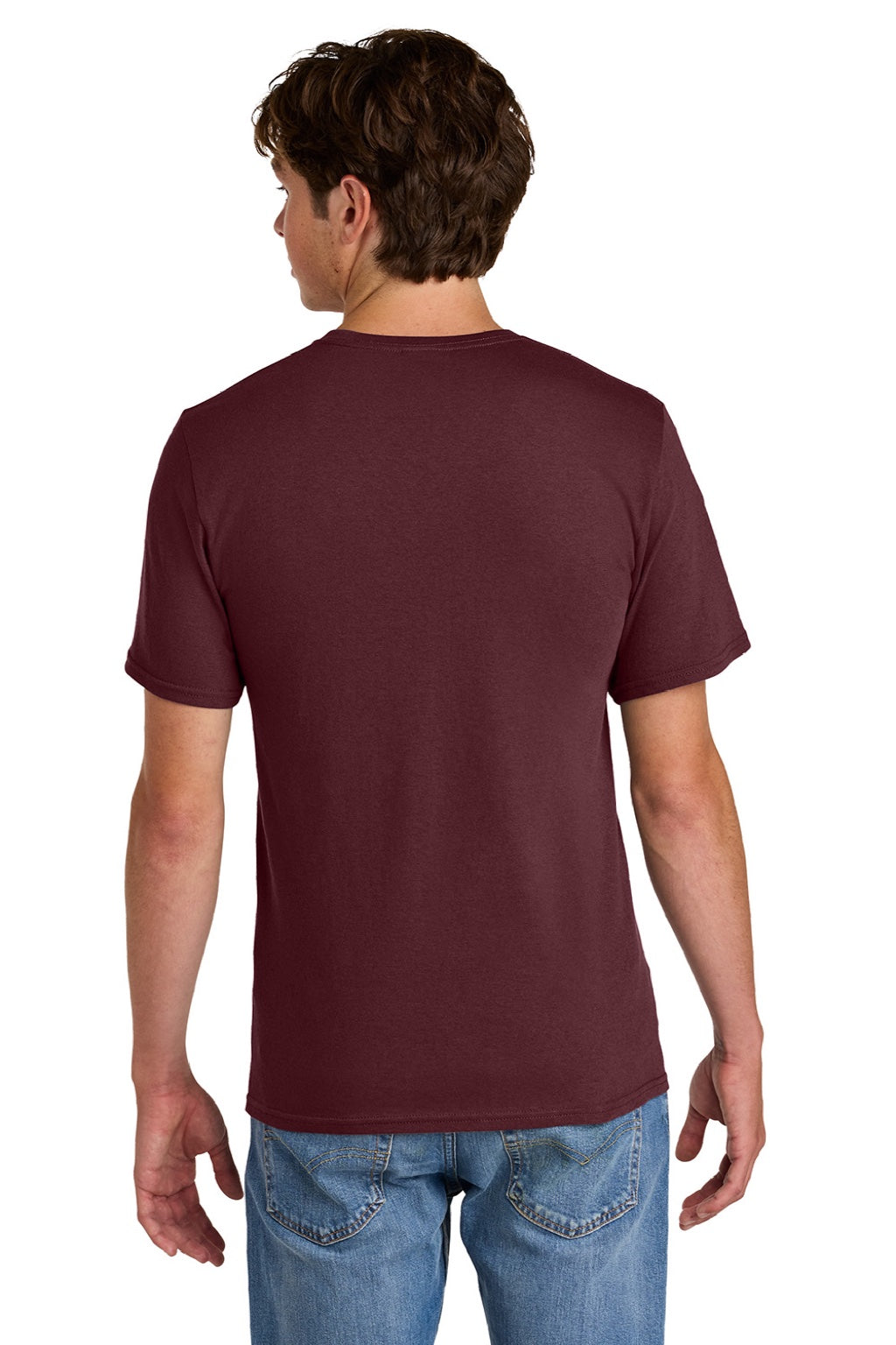Port & Company PC43 Mens Short Sleeve Crewneck T-Shirt Athletic Maroon Model Back