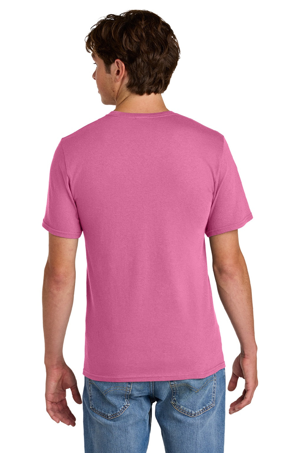 Port & Company PC43 Mens Short Sleeve Crewneck T-Shirt Awareness Pink Model Back