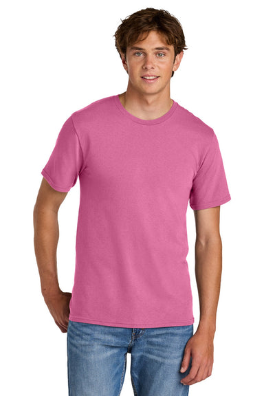 Port & Company PC43 Mens Short Sleeve Crewneck T-Shirt Awareness Pink Model Front