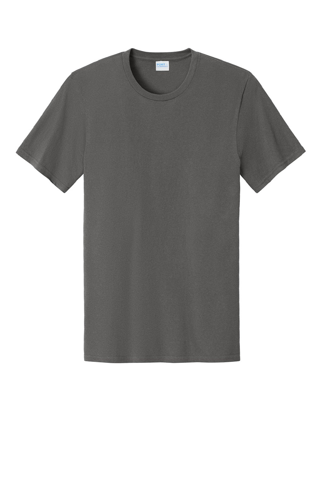 Port & Company PC43 Mens Short Sleeve Crewneck T-Shirt Charcoal Grey Flat Front