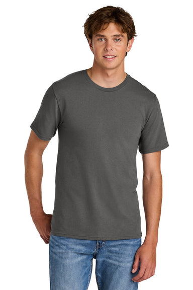 Port & Company PC43 Mens Short Sleeve Crewneck T-Shirt Charcoal Grey Model Front