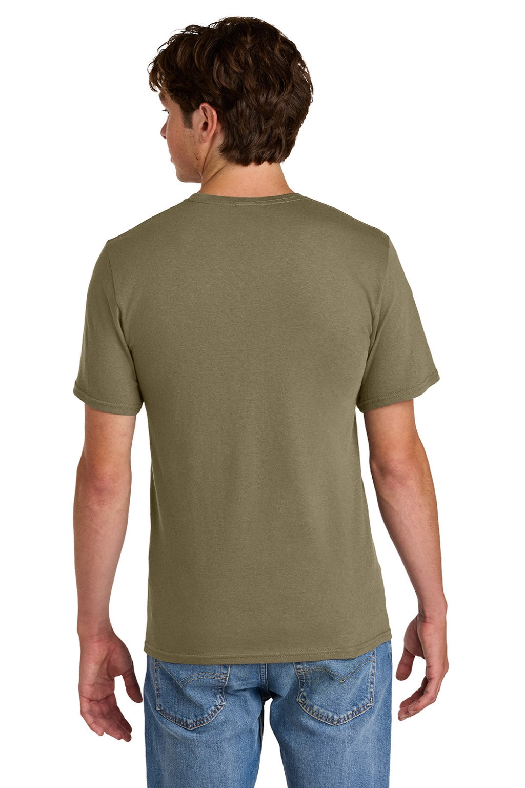 Port & Company PC43 Mens Short Sleeve Crewneck T-Shirt Coyote Brown Model Back