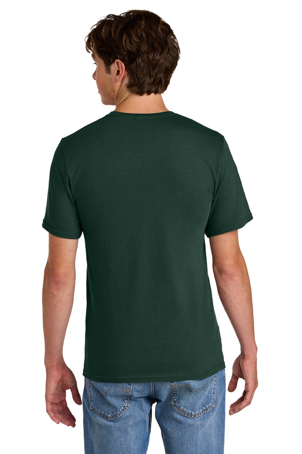 Port & Company PC43 Mens Short Sleeve Crewneck T-Shirt Dark Green Model Back