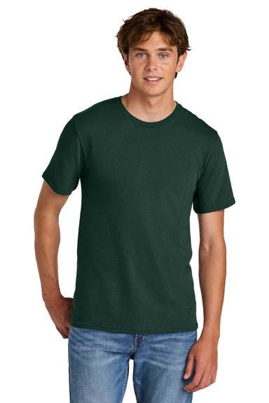 Port & Company PC43 Mens Short Sleeve Crewneck T-Shirt Dark Green Model Front