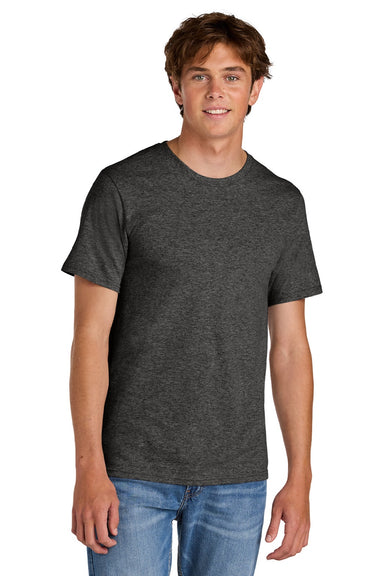 Port & Company PC43 Mens Short Sleeve Crewneck T-Shirt Heather Dark Grey Model Front