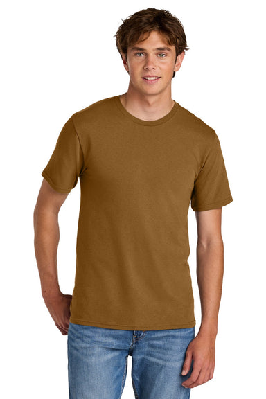 Port & Company PC43 Mens Short Sleeve Crewneck T-Shirt Duck Brown Model Front