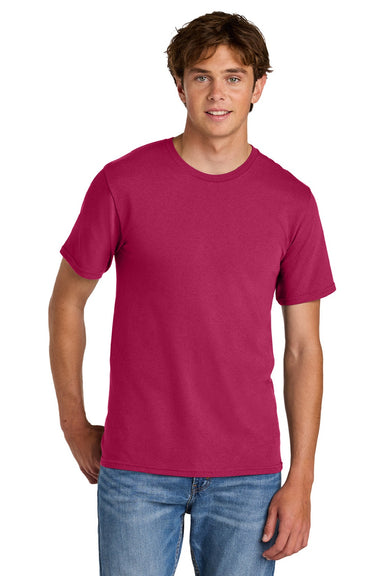 Port & Company PC43 Mens Short Sleeve Crewneck T-Shirt Flush Pink Model Front