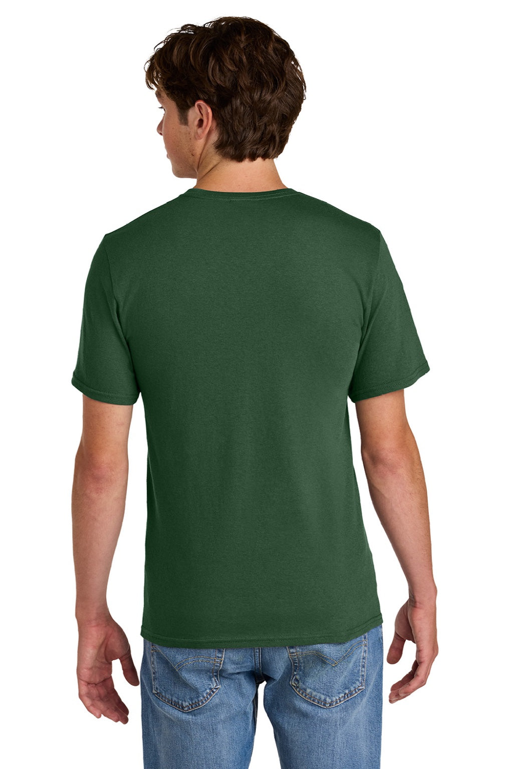 Port & Company PC43 Mens Short Sleeve Crewneck T-Shirt Forest Green Model Back