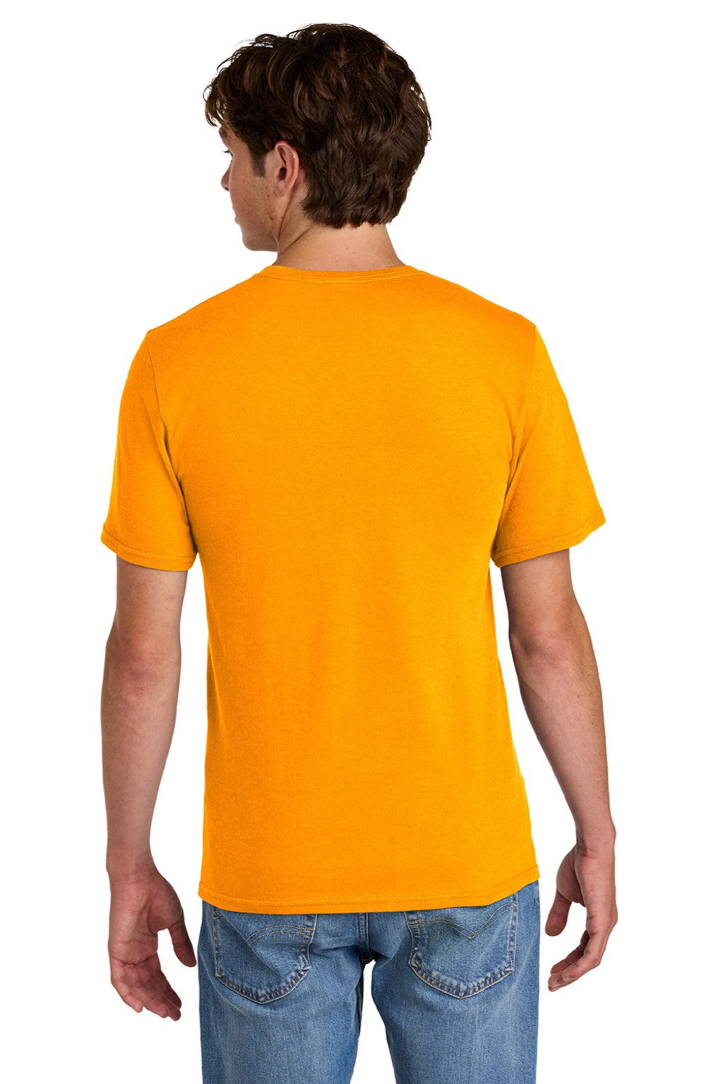 Port & Company PC43 Mens Short Sleeve Crewneck T-Shirt Gold Model Back