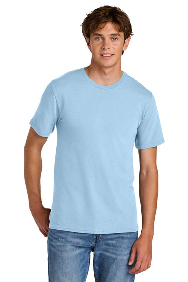 Port & Company PC43 Mens Short Sleeve Crewneck T-Shirt Ice Blue Model Front