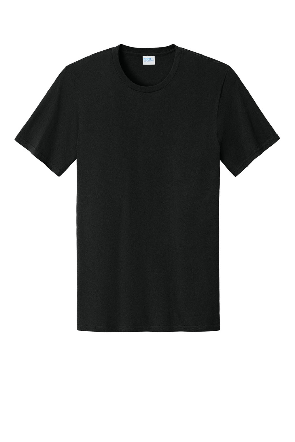 Port & Company PC43 Mens Short Sleeve Crewneck T-Shirt Jet Black Flat Front