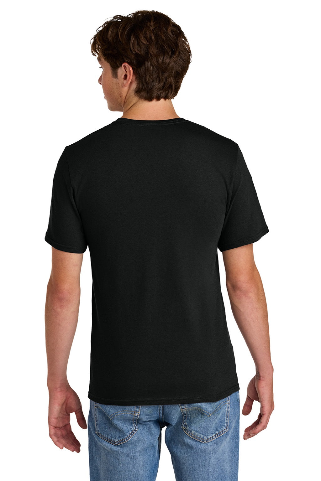 Port & Company PC43 Mens Short Sleeve Crewneck T-Shirt Jet Black Model Back