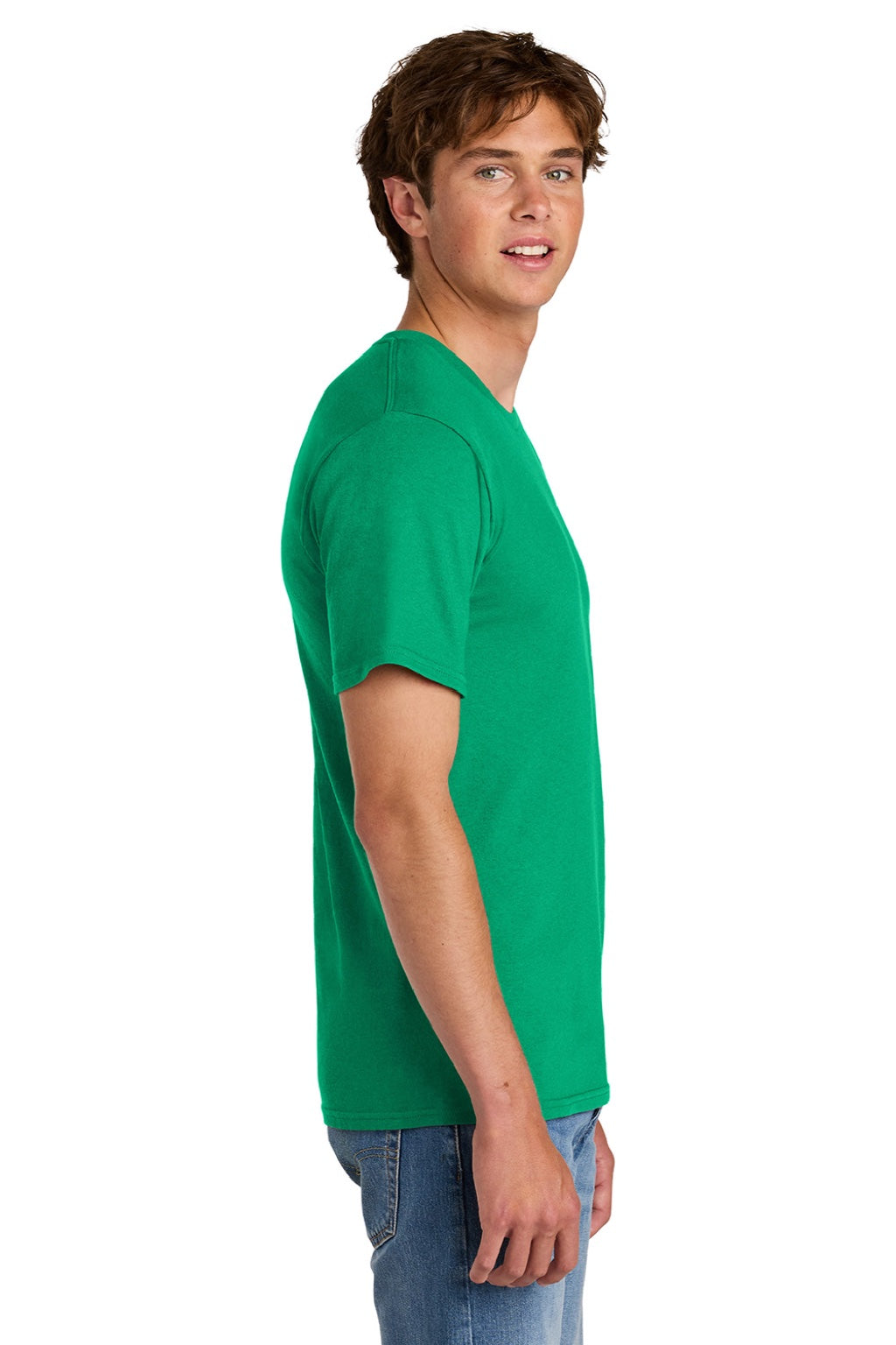 Port & Company PC43 Mens Short Sleeve Crewneck T-Shirt Kelly Green Model Side