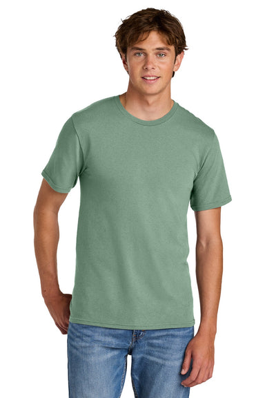 Port & Company PC43 Mens Short Sleeve Crewneck T-Shirt Laurel Green Model Front