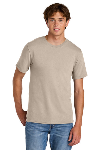 Port & Company PC43 Mens Short Sleeve Crewneck T-Shirt Light Sand Brown Model Front