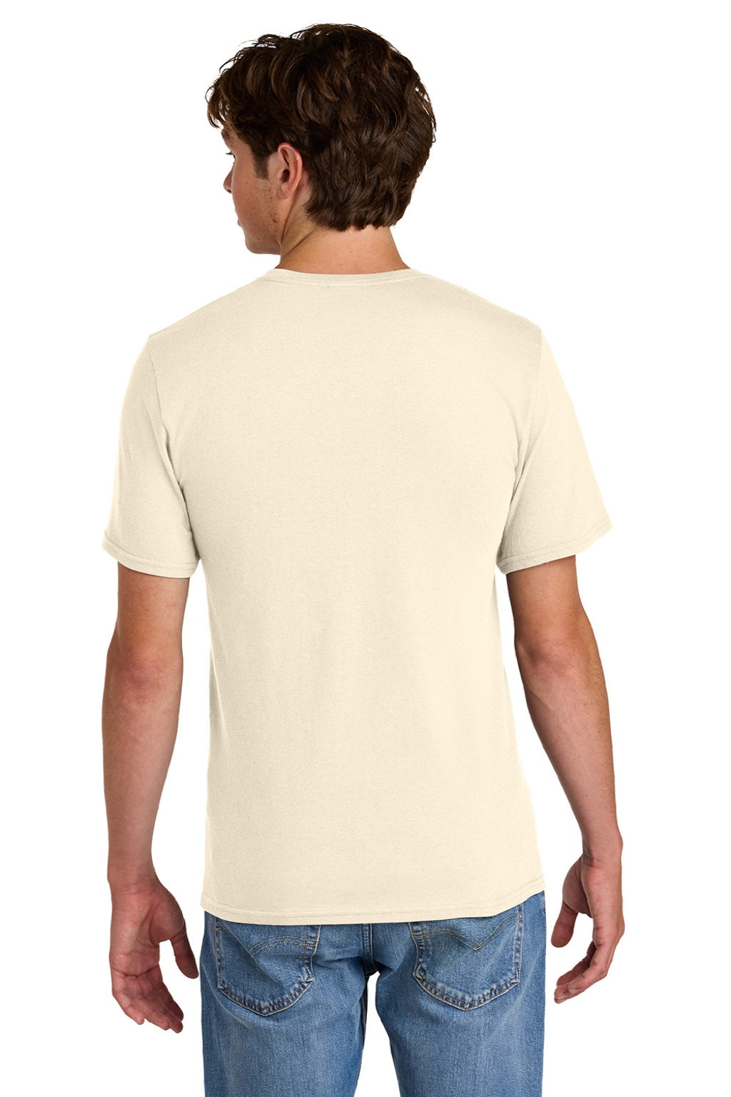 Port & Company PC43 Mens Short Sleeve Crewneck T-Shirt Natural Model Back