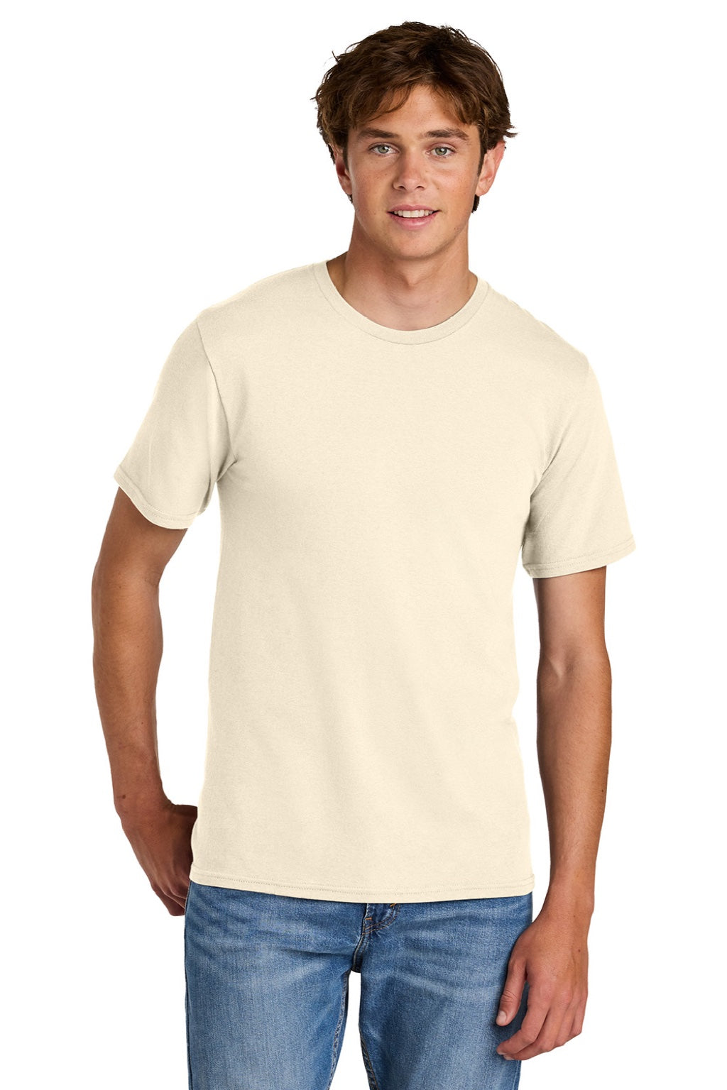 Port & Company PC43 Mens Short Sleeve Crewneck T-Shirt Natural Model Front