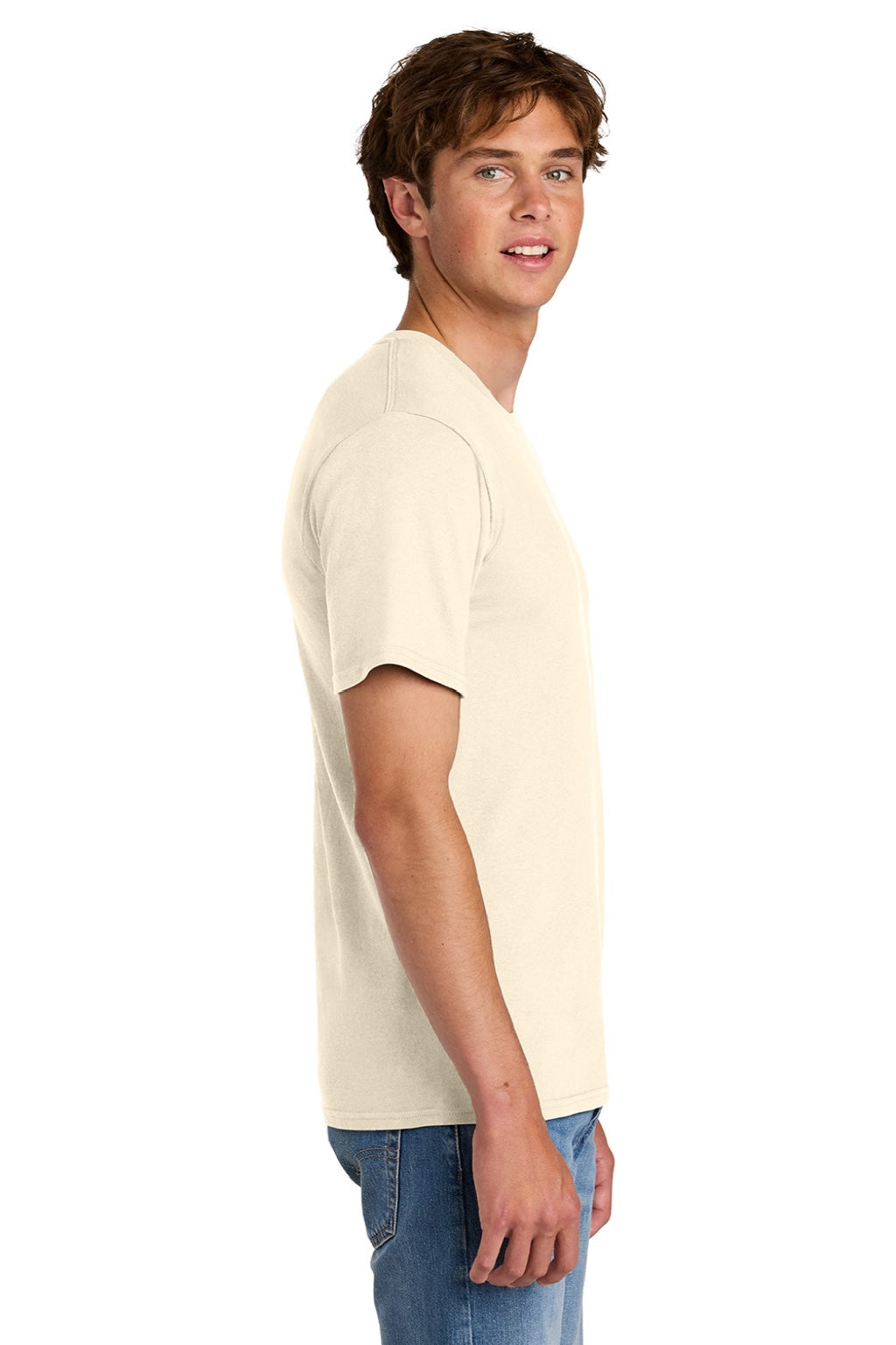 Port & Company PC43 Mens Short Sleeve Crewneck T-Shirt Natural Model Side