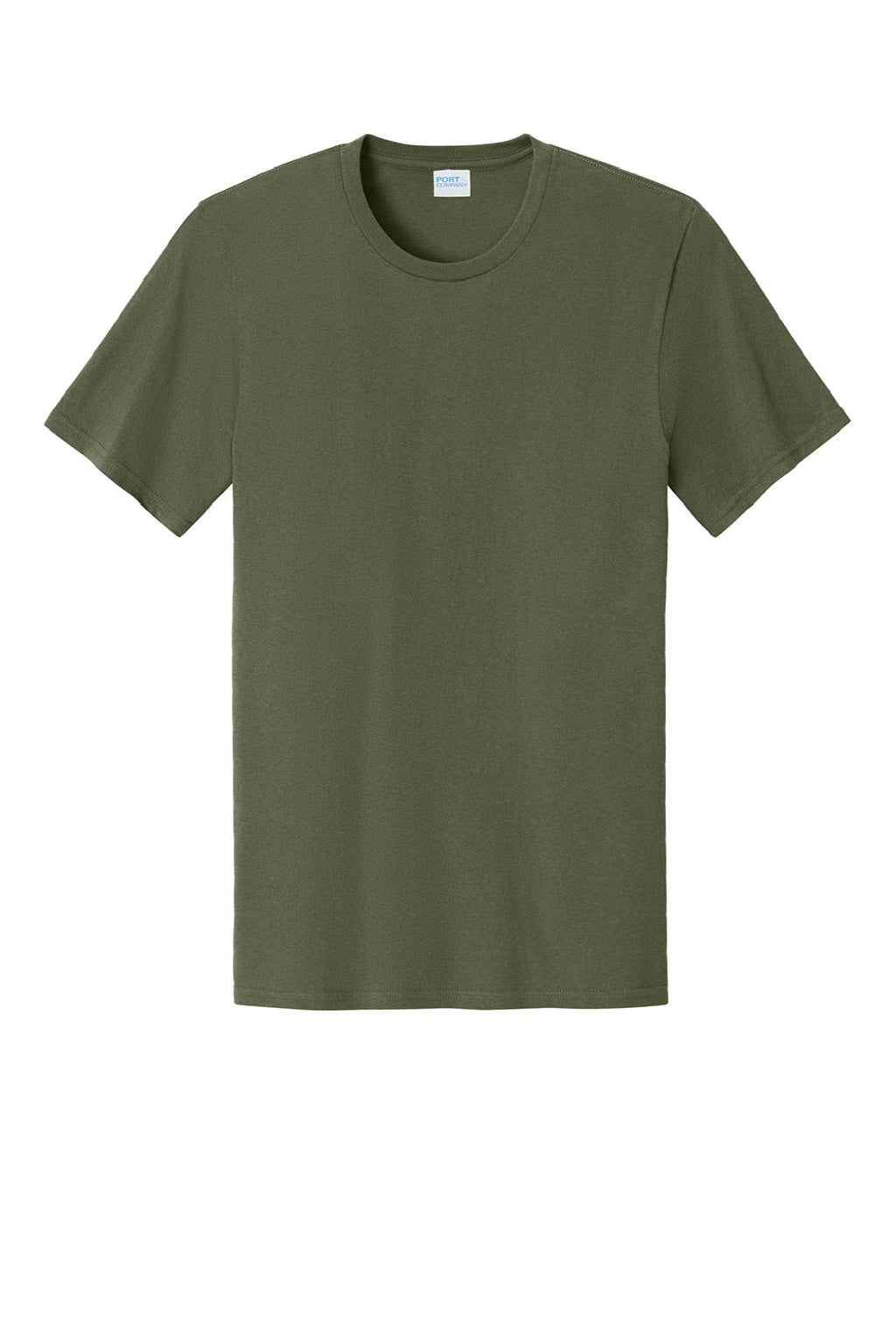 Port & Company PC43 Mens Short Sleeve Crewneck T-Shirt Olive Drab Green Flat Front