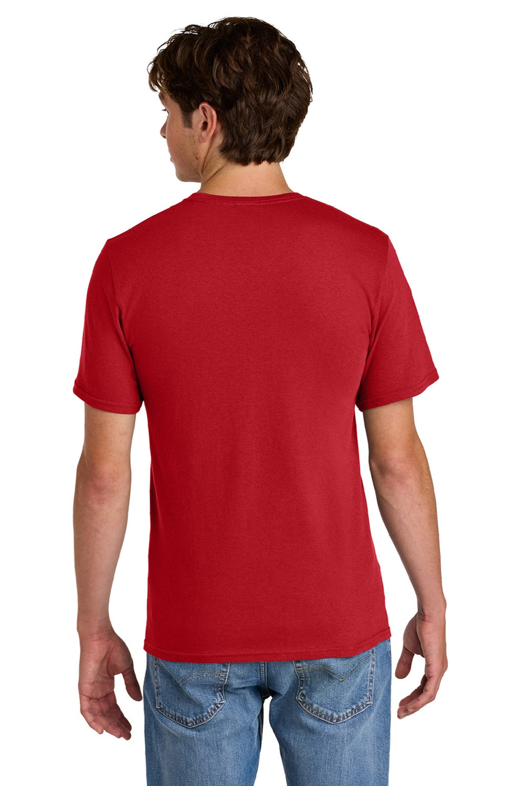 Port & Company PC43 Mens Short Sleeve Crewneck T-Shirt Red Model Back