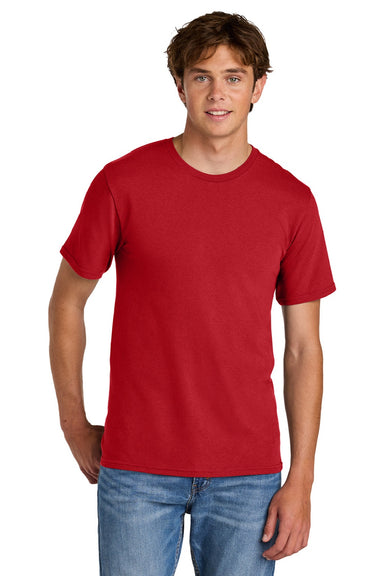 Port & Company PC43 Mens Short Sleeve Crewneck T-Shirt Red Model Front