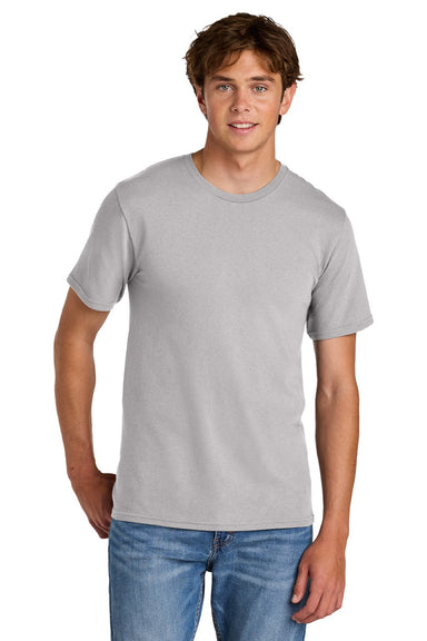 Port & Company PC43 Mens Short Sleeve Crewneck T-Shirt Silver Grey Model Front