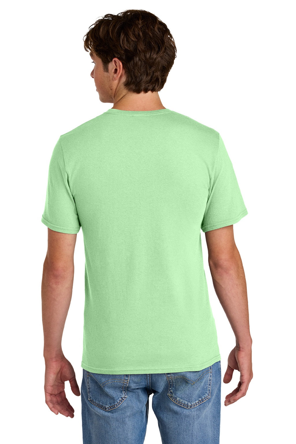 Port & Company PC43 Mens Short Sleeve Crewneck T-Shirt Spearmint Green Model Back