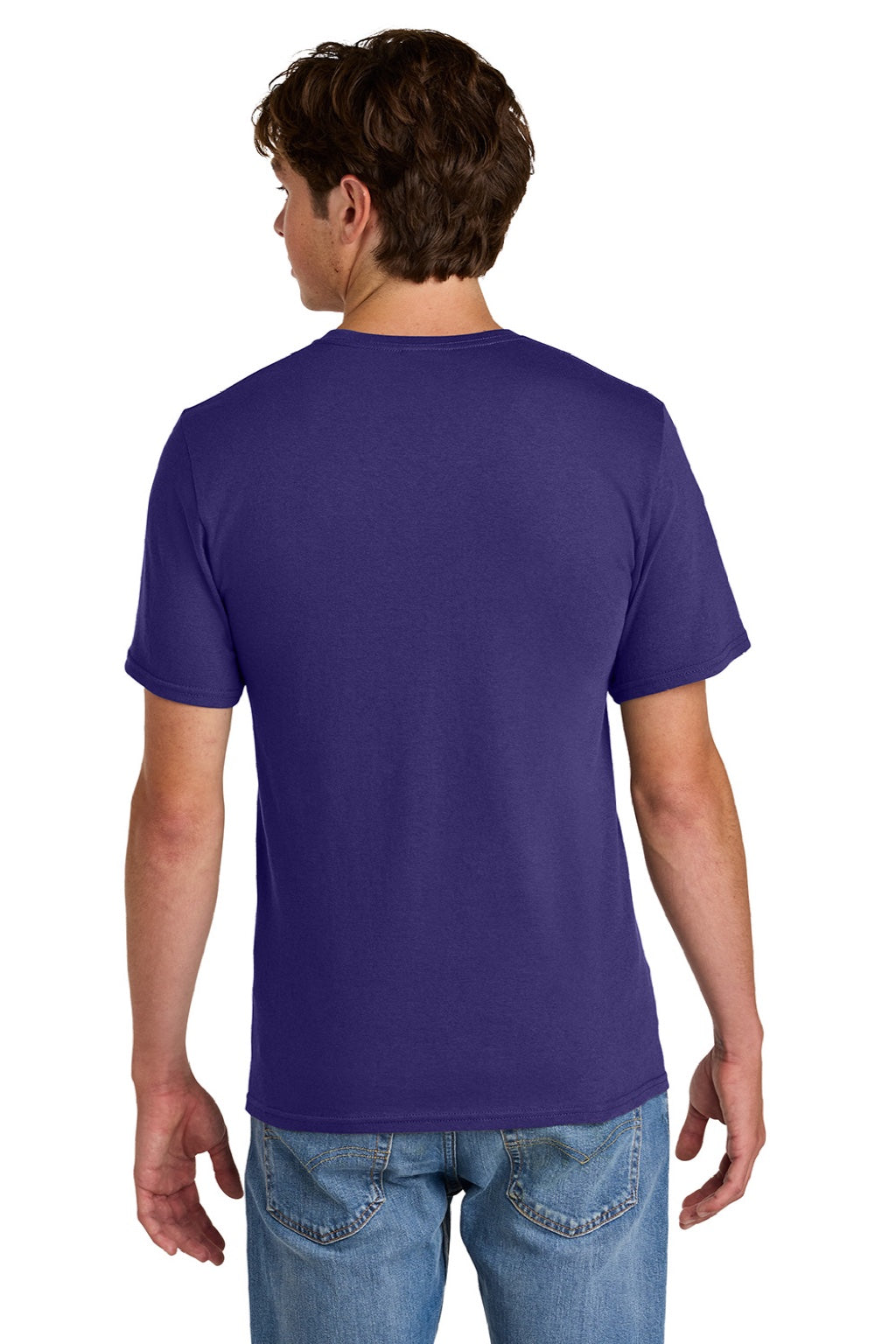 Port & Company PC43 Mens Short Sleeve Crewneck T-Shirt Team Purple Model Back
