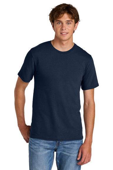 Port & Company PC43 Mens Short Sleeve Crewneck T-Shirt True Navy Blue Model Front
