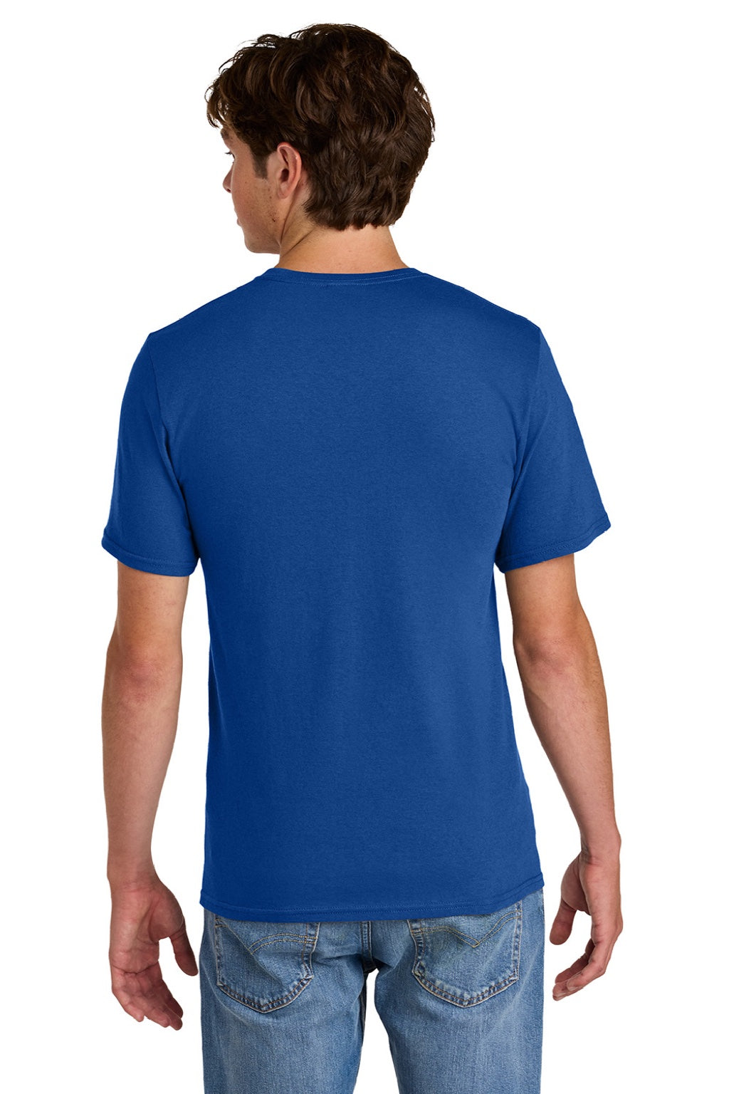 Port & Company PC43 Mens Short Sleeve Crewneck T-Shirt True Royal Blue Model Back