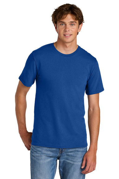 Port & Company PC43 Mens Short Sleeve Crewneck T-Shirt True Royal Blue Model Front